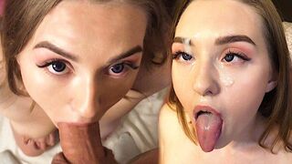 Tini szájmunkája elvarázsol, ahegao cumizás arconlövés